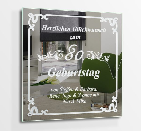 Motivspiegel zum Geburtstag Spiegelgravur Gravuren Glas Dekoration