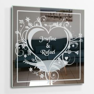 Herz Ranken Gravur Bild Spiegel Geschenk für Paare