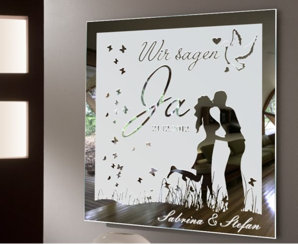 Hochzeit Paar Verlobung Wandspiegel Gravurspiegel Geschenk für Verliebte