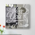 I Love You Herz Gravur Spiegel mit Motiv Geschenk Liebe Wandbild Deko Bild