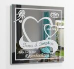 Rosenhochzeit Bild Gravur Motiv Wandspiegel Geschenk Hochzeit Ringe Rose