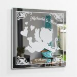 Amor Liebes Engel Motivspiegel Spiegel Motiv Hochzeitspaar Geschenk Unikat personalisiert Gravur Namen