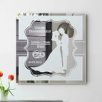 Edles Hochzeitsgeschenk Paar Hochzeitspaar Motivspiegel Spiegel Motiv Geschenk Gravur Unikat personalisiert Ringe Namen