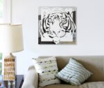 Tiger Kopf Afrika Wandspiegel Gravur Bild Dekoration Wandtattoo