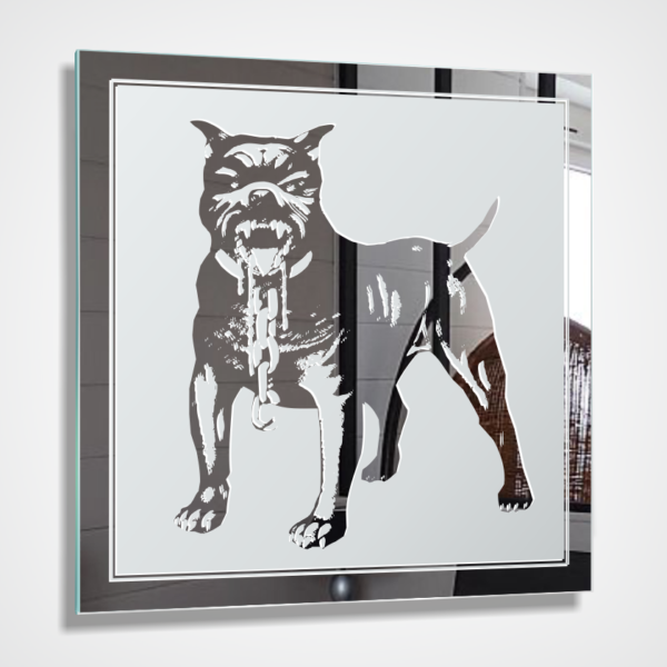 Hunde Motiv Gravur Dog Glas Spiegel Schild