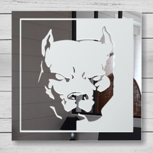 Pitbull Hunde Bild Gravur Wandbild Deko Spiegel Glas
