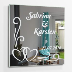Motivspiegel Herzen Gravur Spiegel mit Namen Datum Geschenk für Paare