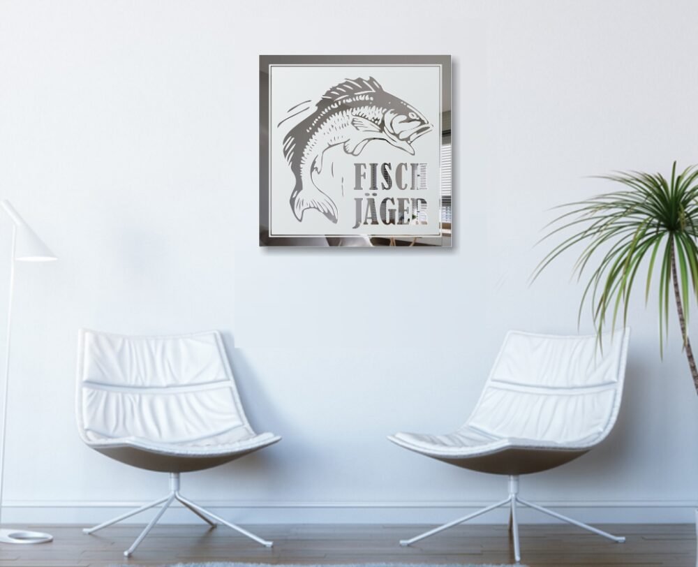 Wunschtext Angeln Fischen Angler Wandspiegel Bild Schild Wandtattoo Spiegel