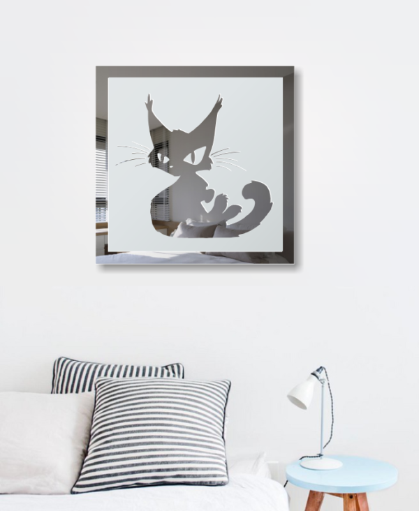 Katze Cat Bild Motiv Gravur Wandtattoo Spiegel Dekoration