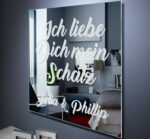 Ich liebe Dich mein Schatz Motivspiegel Gravur Namen Geschenk Liebe Liebesbeweis