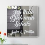 Ich liebe Dich mein Schatz Motivspiegel Gravur Namen Geschenk Liebe Liebesbeweis