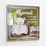 Teddy Motivspiegel Gravur zur Geburt Baby Spiegel Motiv Bild Schild Glas Geschenk Unikat personalisiert