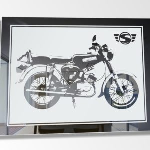 Simson Moped DDR Kult Bild Spiegel Gravur Schild Wandspiegel