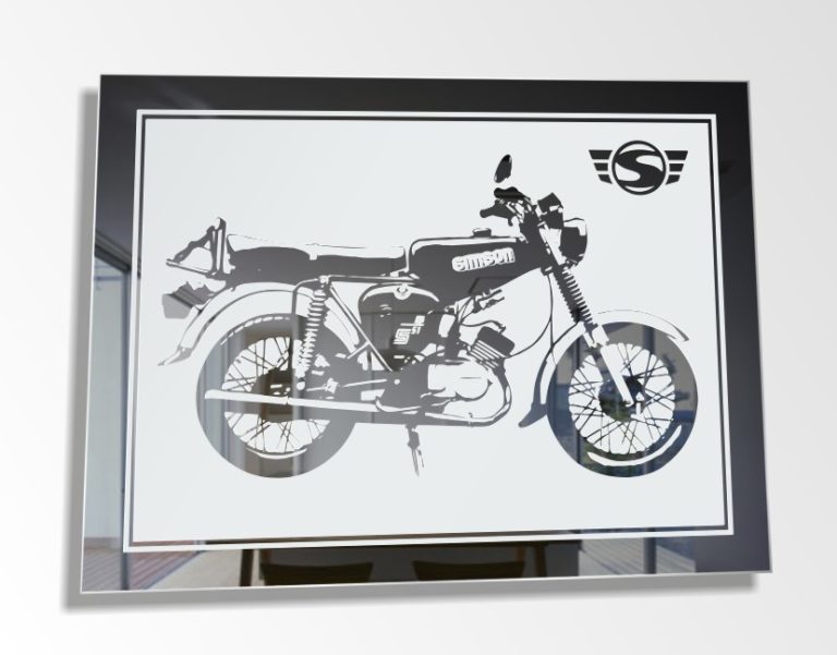 Simson Moped DDR Kult Bild Spiegel Gravur Schild Wandspiegel