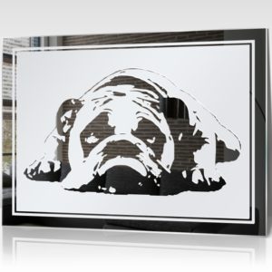 Bulldogge Hunde Motiv Bild Gravur Spiegel Glasbild