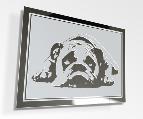 Bulldogge Hunde Motiv Bild Gravur Spiegel Glasbild