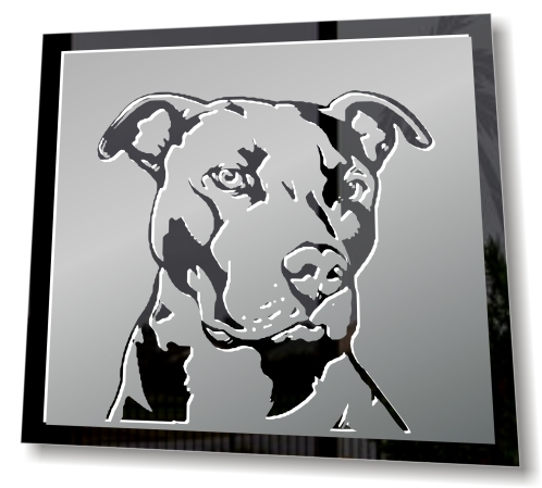 Pitbull Pit Bull Terrier Bild Motiv Spiegel Gravur Design Deko Motiv Schild