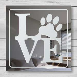Love Pets Hunde Wandbild Spiegel Dekor Gravur Design Schild Spiegel