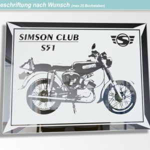 Simson Moped DDR Kult Bild Spiegel Gravur Schild Wandspiegel
