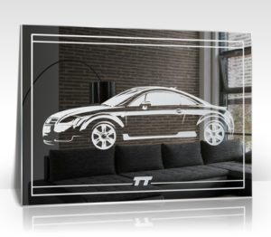 Audi TT Bild Motiv Spiegel Gravur Glas Schild Deko