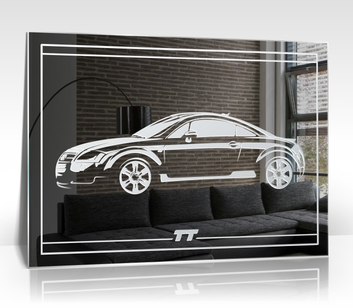Audi TT Bild Motiv Spiegel Gravur Glas Schild Deko - Motivspiegel Shop