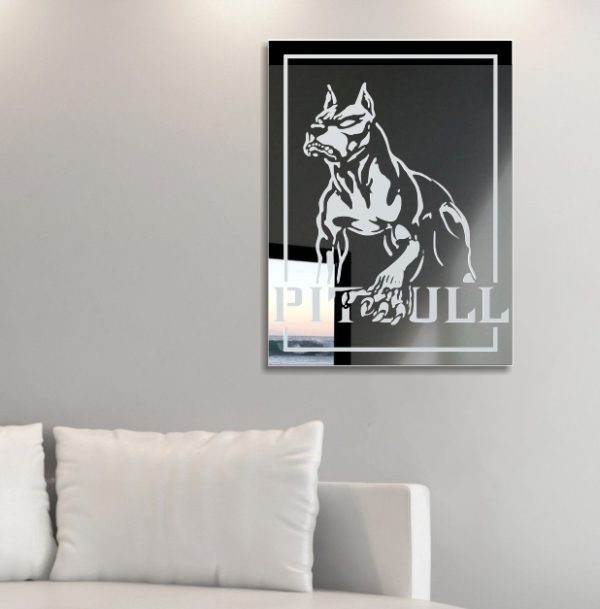 Pitbull Pit Bull Motiv Wandspiegel Design Hunde Deko Glas Wandbild