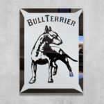 Bullterrier Bull Terrier Hund Motiv Gravur Glas Spiegel Schild