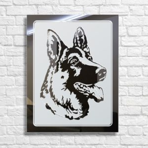Schäferhund Hunde Motiv Bild Gravur Spiegel Glasbild