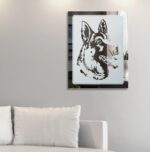 Schäferhund Hunde Motiv Bild Gravur Spiegel Glasbild