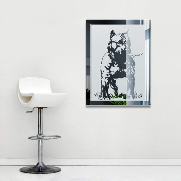 Stafford Terrier Bild Pitbull Motiv Glas Spiegel Gravur Deko Wandbild