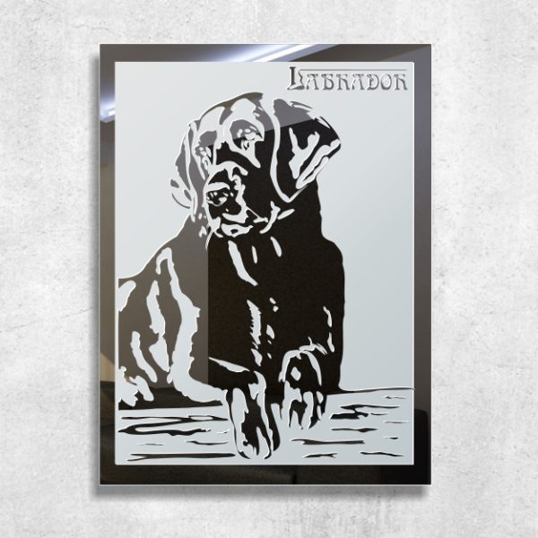 Labrador Bild Motiv Glas Spiegel Gravur Deko Wandbild