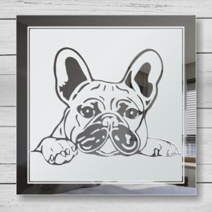 Franzsösische Bulldogge Muster Wandspiegel Gravur Deko Art Bild Design Spiegel