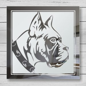 Boxer Hunde Motiv Spiegel Gravur Deko Bild Design Schild Spiegel