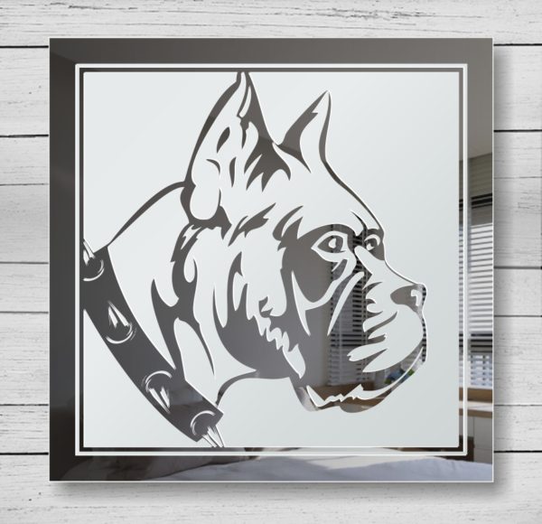Boxer Hunde Motiv Spiegel Gravur Deko Bild Design Schild Spiegel