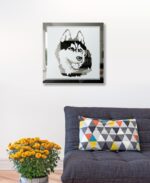 Siberian Husky Bild Deko Spiegel Hundekopf Gravur Design Glas Schild