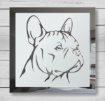 Franzsösische Bulldogge Bild Gravur Spiegel Wand Deko Schild Glas