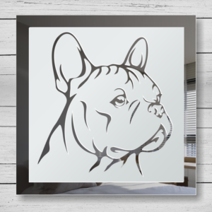 Franzsösische Bulldogge Bild Gravur Spiegel Wand Deko Schild Glas
