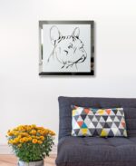 Franzsösische Bulldogge Bild Gravur Spiegel Wand Deko Schild Glas