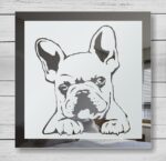 Franzsösische Bulldogge Bild Gravur Spiegel Wand Deko Schild Glas