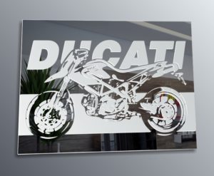 Ducati Motorrad Cross Renn Maschine Bild Spiegel Glasbild Gravur Deko