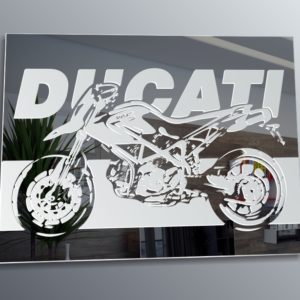 Ducati Motorrad Cross Renn Maschine Bild Spiegel Glasbild Gravur Deko