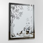 Panda mit Baby Bild Gravur Wandspiegel Glas Design