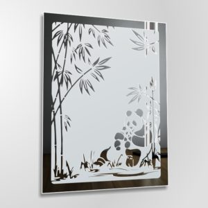 Panda mit Baby Bild Gravur Wandspiegel Glas Design