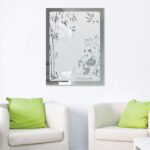 Panda mit Baby Bild Gravur Wandspiegel Glas Design