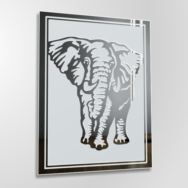 Elefant Afrika Deko Bild Gravur Spiegel Glas