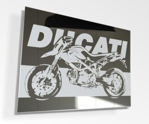 Ducati Motorrad Cross Renn Maschine Bild Spiegel Glasbild Gravur Deko