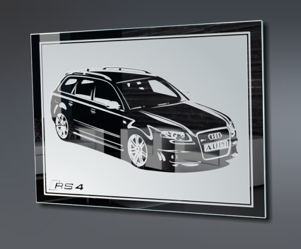 AUDI RS4 Kombi Motiv Design Glas Bild Spiegel