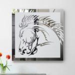 Pferd Tribal Gravur Spiegel Bild Deko Glas Design Motiv