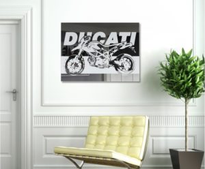 Ducati Motorrad Cross Renn Maschine Bild Spiegel Glasbild Gravur Deko