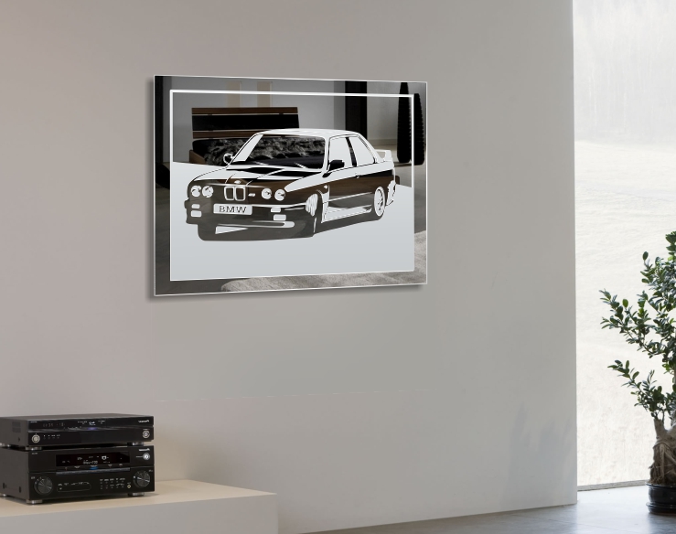 BMW M3 tuning Bild Gravur Motiv Wandspiegel Deko - Motivspiegel Shop